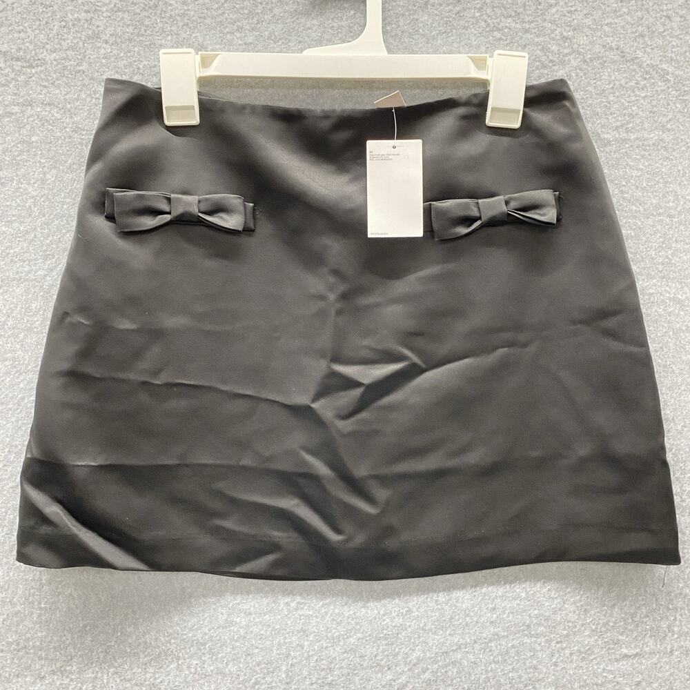 BOW DETAIL SATIN MINI SKIRT Women’s Size 10 Coquette Whimsigoth Goth Formal NWT